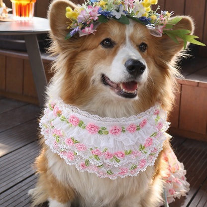 Susan – Handmade Easter Floral Lace Bandana for Cats and Dogs
