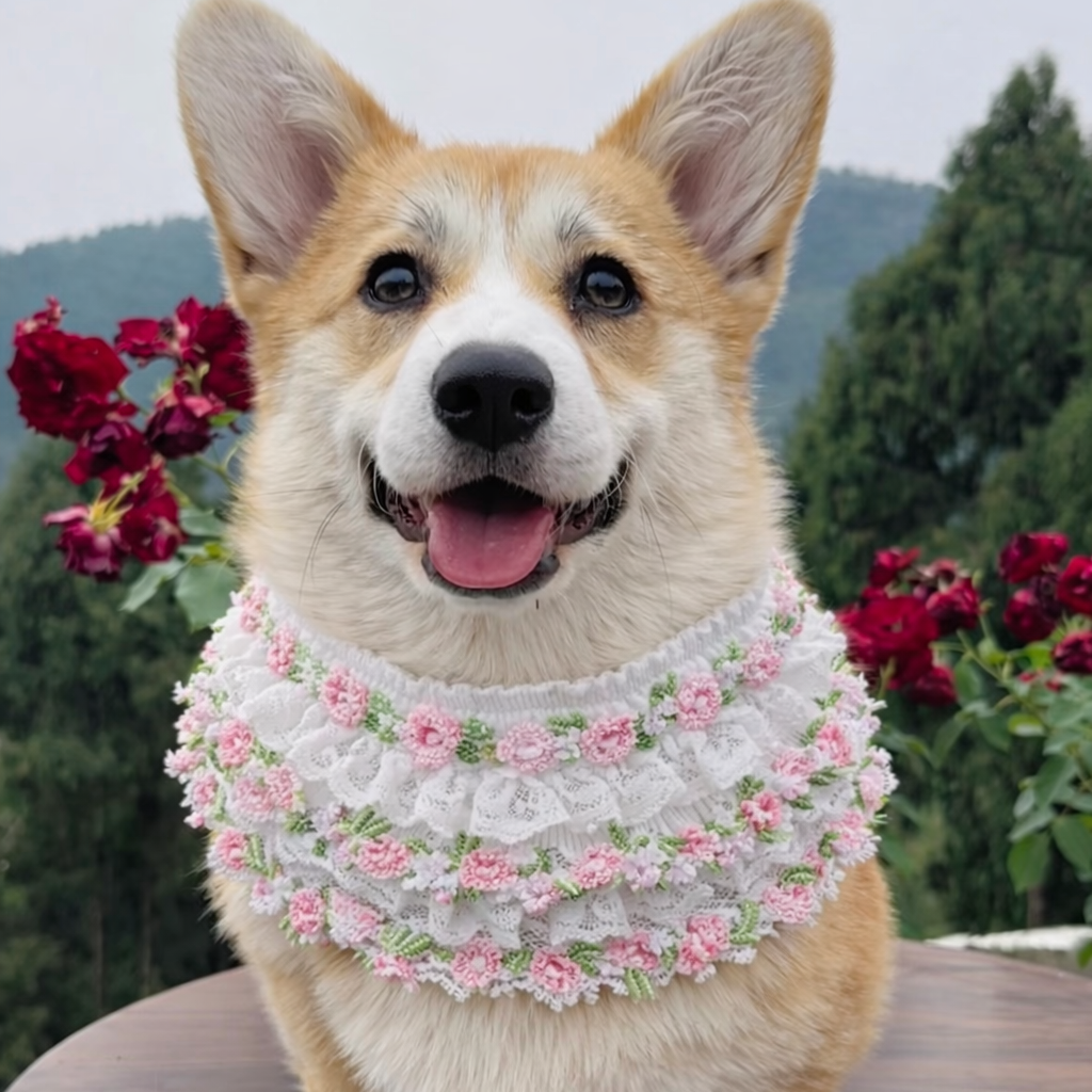 Susan – Handmade Easter Floral Lace Bandana for Cats and Dogs