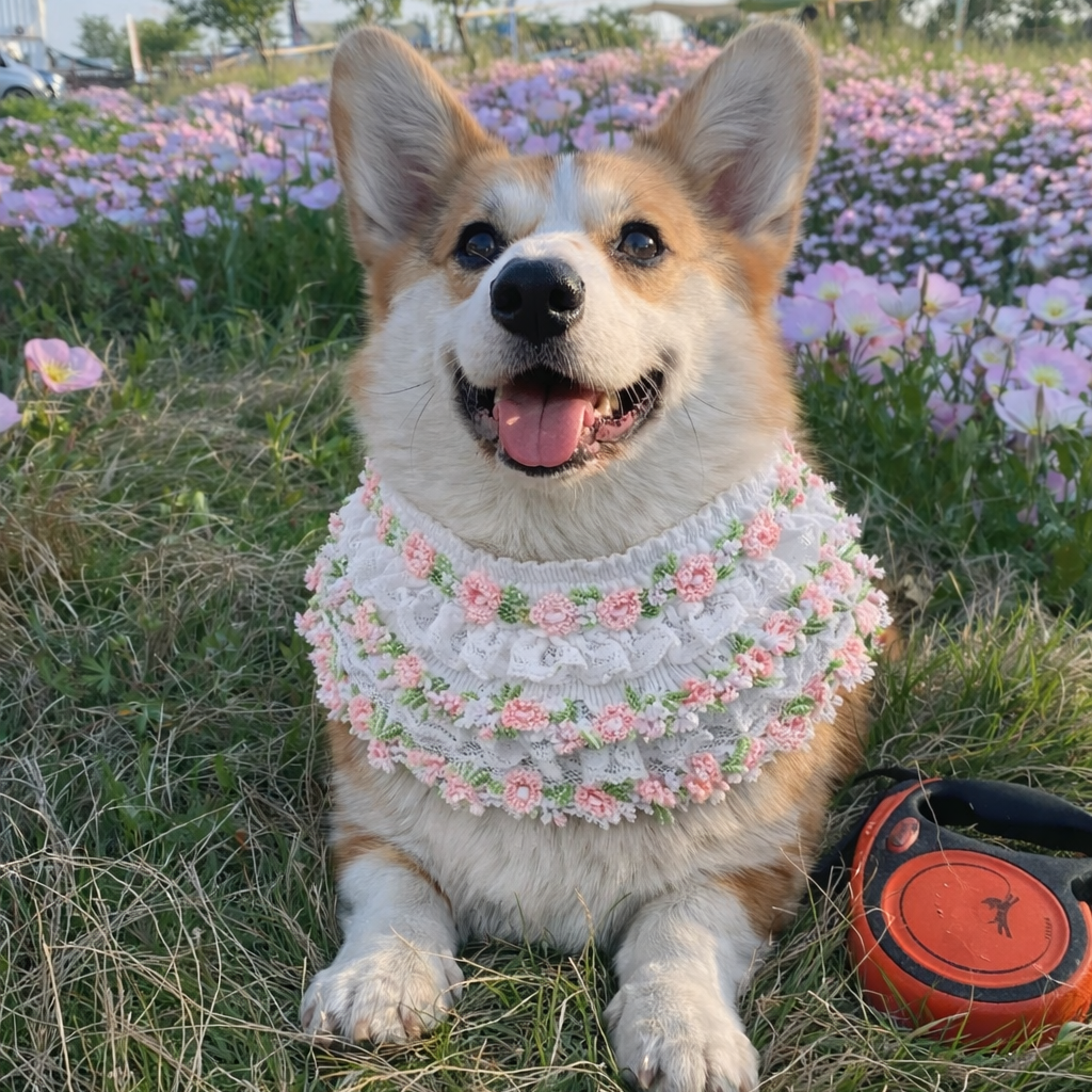 Susan – Handmade Easter Floral Lace Bandana for Cats and Dogs