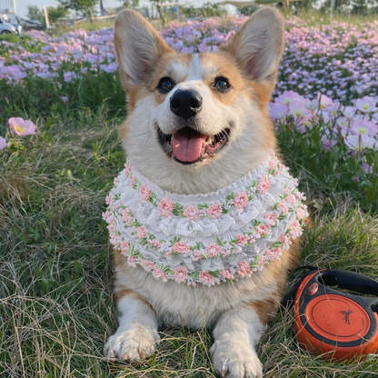 Susan – Handmade Easter Floral Lace Bandana for Cats and Dogs