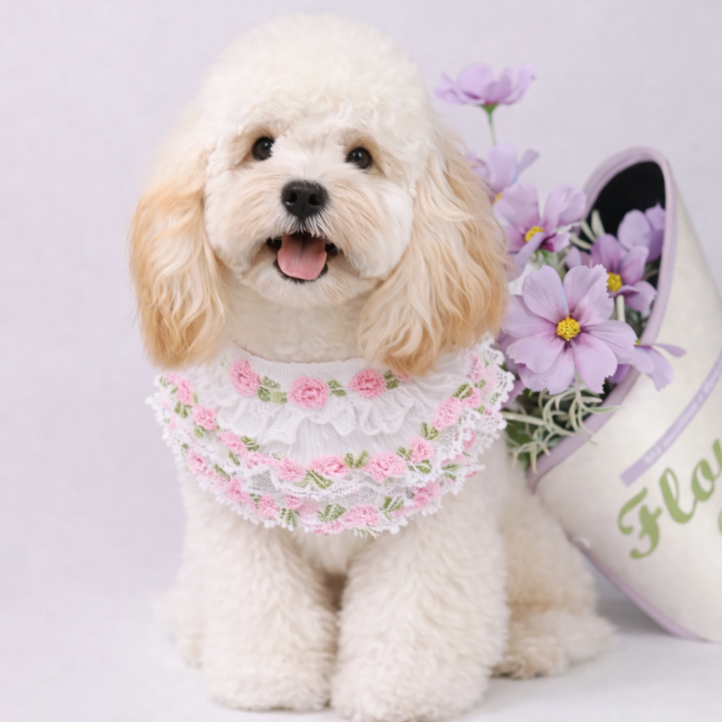 Susan – Handmade Easter Floral Lace Bandana for Cats and Dogs