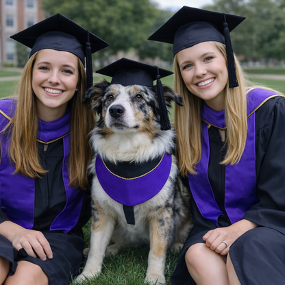 Valedictory – Red, Blue& Yellow Dog Graduation Gown & Cape | Elegant Outfit