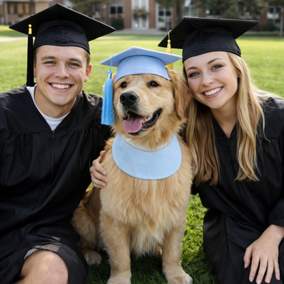 Valedictory – Red, Blue& Yellow Dog Graduation Gown & Cape | Elegant Outfit